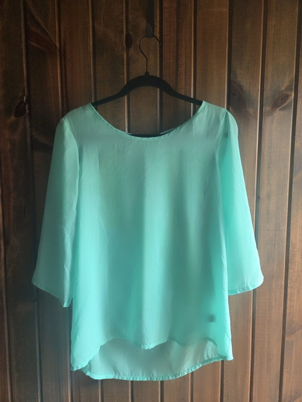Express Mint Green Chiffon Scoop-Neck Blouse